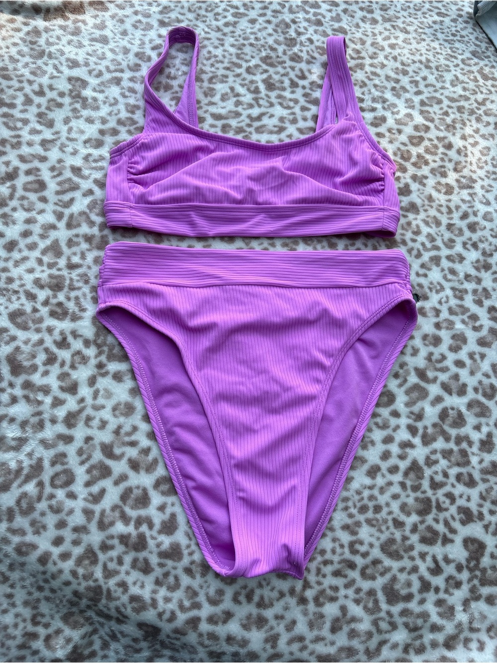Stoney Clover Lane Ribbed Purple Bikini Two Piece Set Size Small